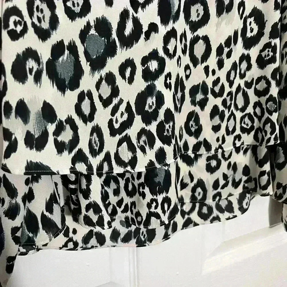 ZARA BASIC Gray Animal Print Layered long sleeve Top  | size XSMALL - Picture 6 of 7